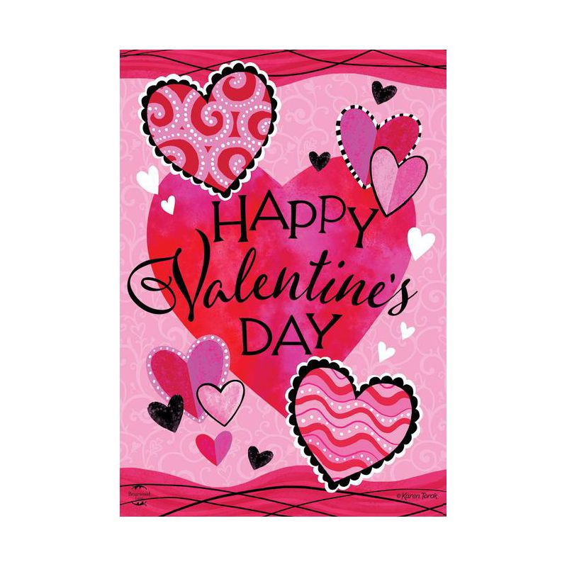 Patterned Valentine's Hearts Double Sided House Flag 40" x 28" Briarwood Lane