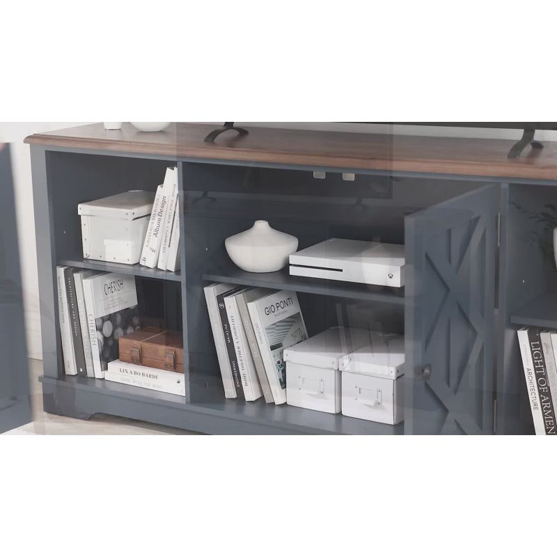 70" Farmhouse Style TV Stand for TVs up to 78" Green - Festivo