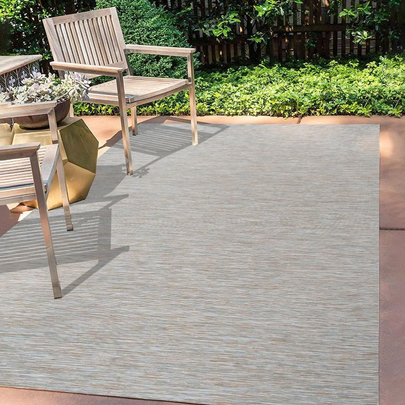 4'x6' Ethan Modern Flatweave Solid  Area Rug, Gray - JONATHAN Y