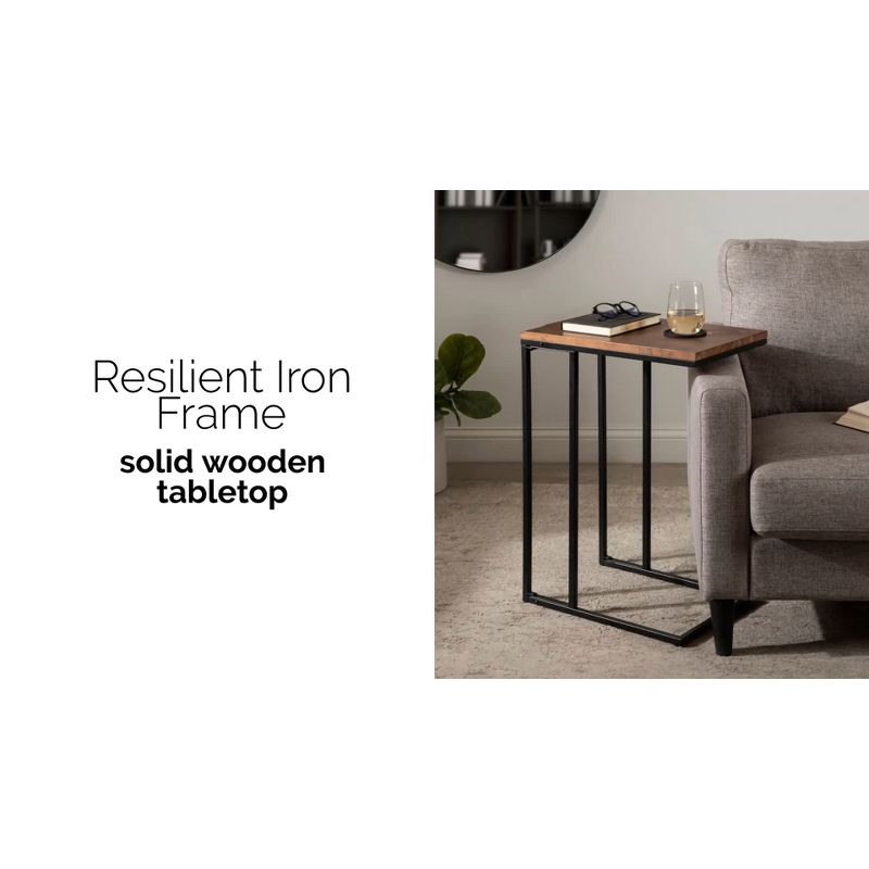 Kate and Laurel Lockridge Rectangle Wood C Table, 19x12x27, Walnut Brown