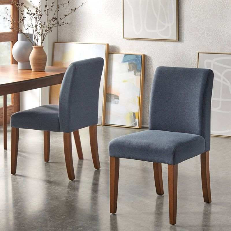 Buylateral Set of 2 Estelle Armless Upholstered Dining Chairs Slate Blue: Upholstered, Rubberwood Frame, Foam Filled
