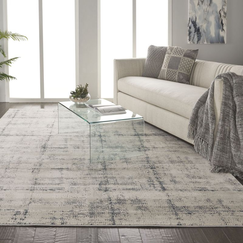 Nourison Rustic Textures Contemporary Indoor Area Rug Ivory/Blue 9'3" x 12'9"