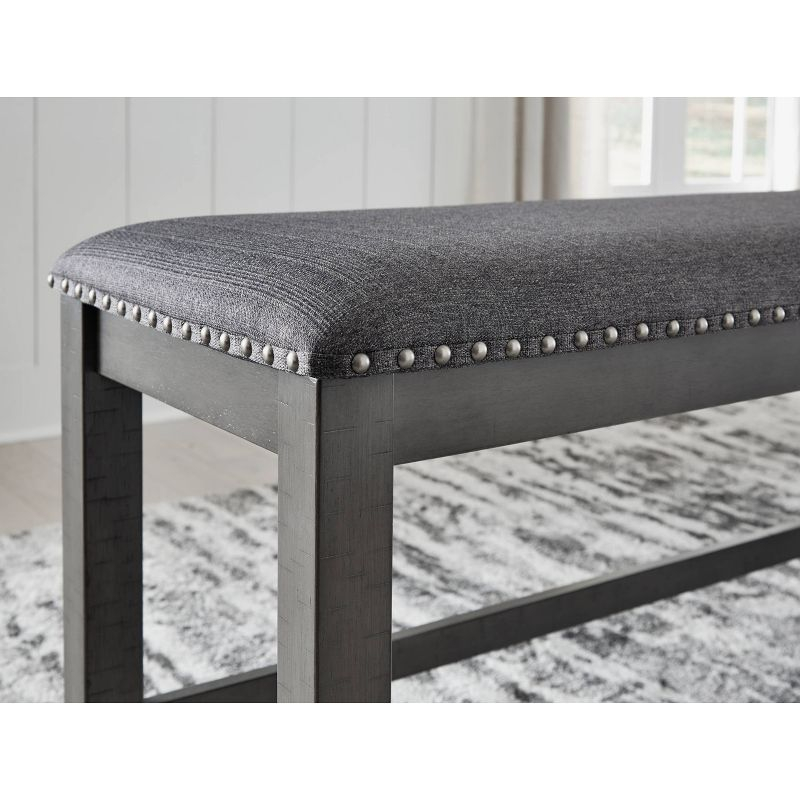 Myshanna Double Upholstered Two-Tone Dining Bench Gray: Nailhead Trim, Rectangle - Signature Design by Ashley