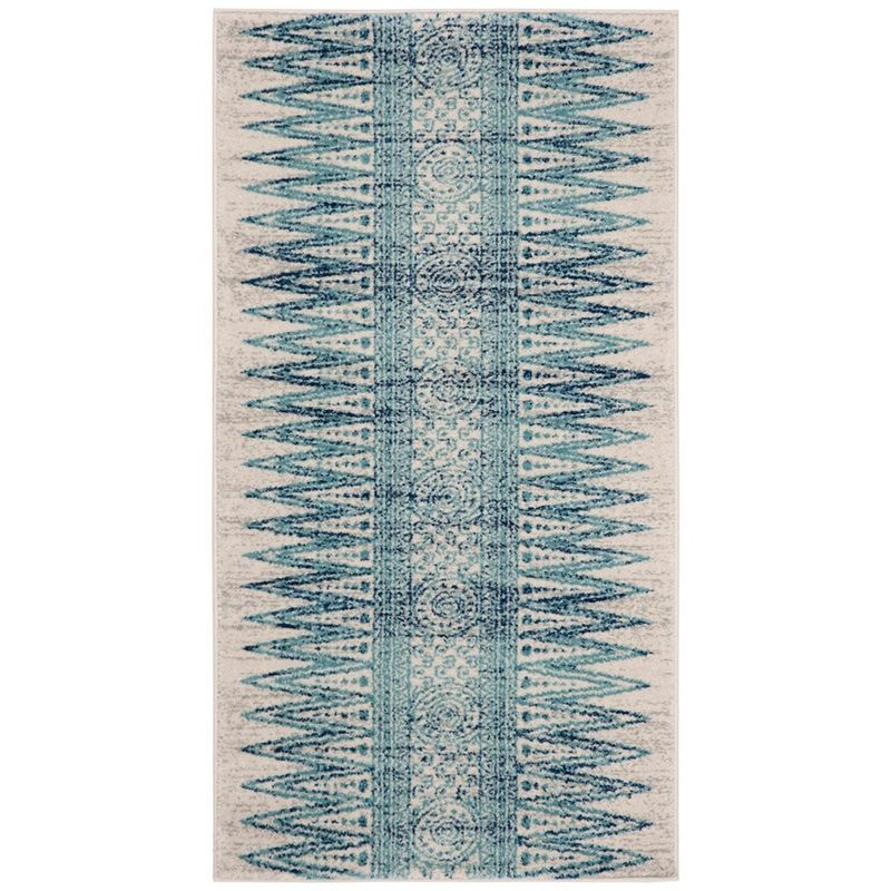 Evoke EVK226 Power Loomed Indoor Accent Rug - Ivory/Turquoise - 2'2"x4' - Safavieh