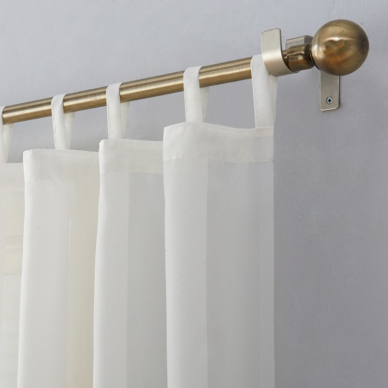 59"x95" No. 918 Sheer Emily Voile Tab Top Curtain Panel Eggshell: Transitional Indoor Décor, Machine Washable