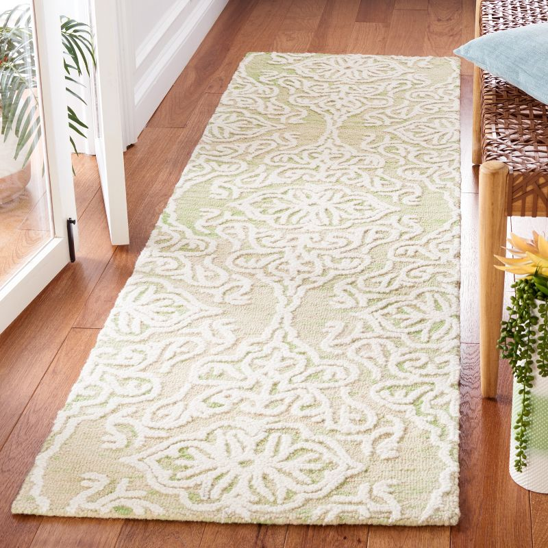 Blossom BLM112 Hand Tufted Indoor Runner Rug - Light Green/Ivory - 2'3"x8' - Safavieh