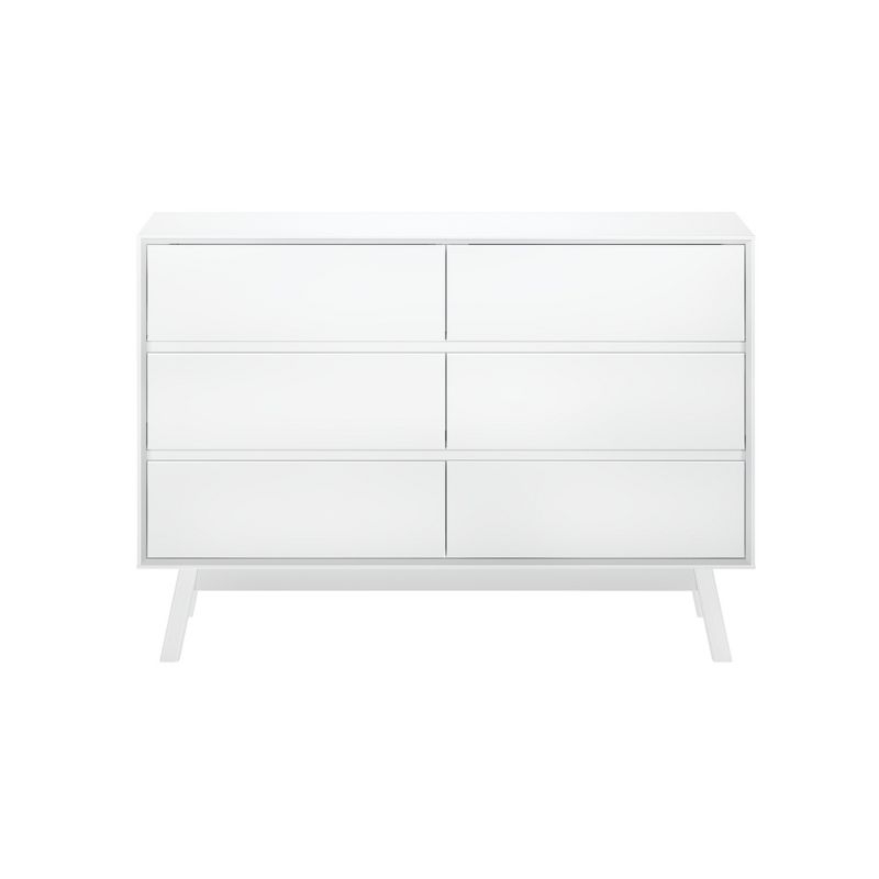 Max & Lily Mid-Century Modern 6-Drawer Dresser, White