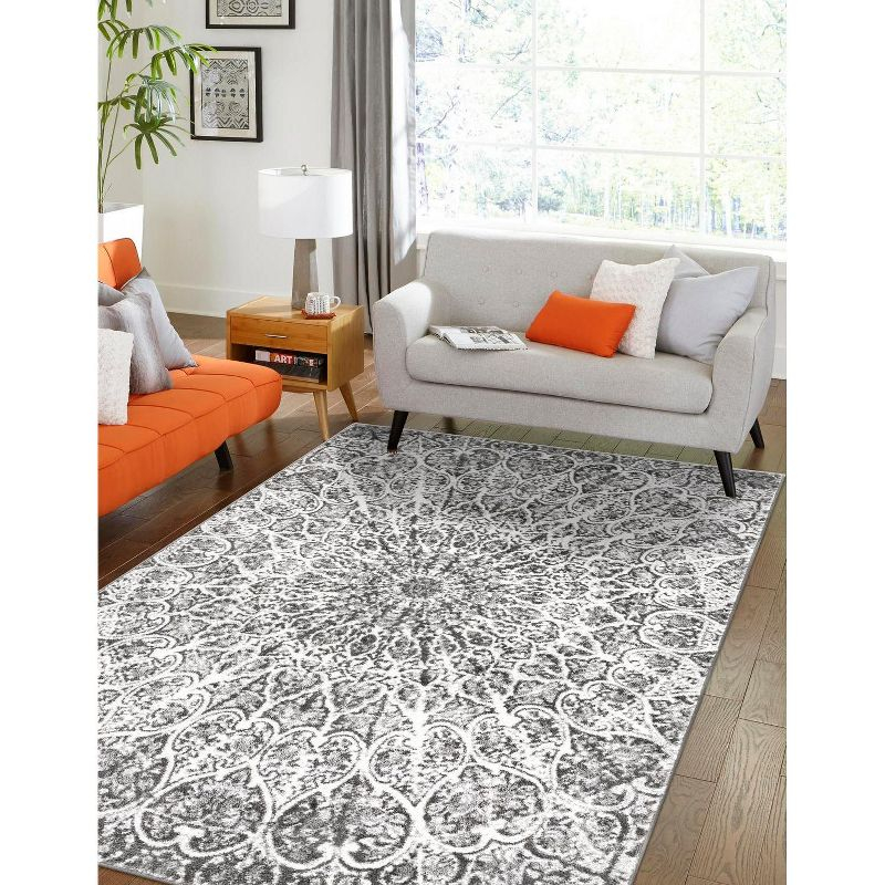 Unique Loom 4' 0 x 6' 0 Sofia Grace Dark Gray Area Rug