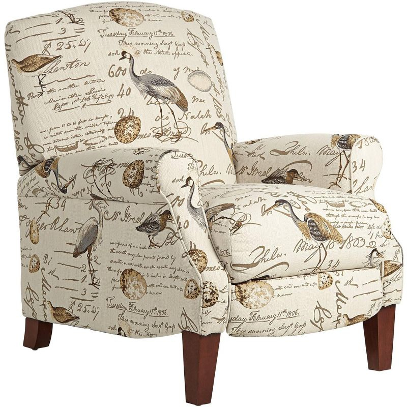 Kensington Hill Birdsong Script and Bird Recliner Chair Modern Armchair Comfortable Push Manual Reclining Footrest for Bedroom Living Room Reading