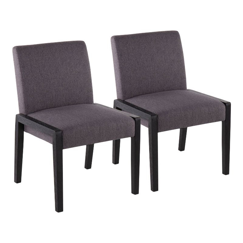 Set of 2 Carmen Dining Chairs Black/Gray - LumiSource: Elegant Upholstered, Wood Frame, Foam-Padded