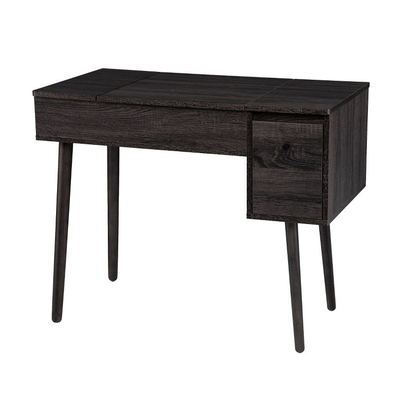 Harzen Storage Vanity with Mirror Black - Holly & Martin: Hidden Compartment, Telescoping Legs