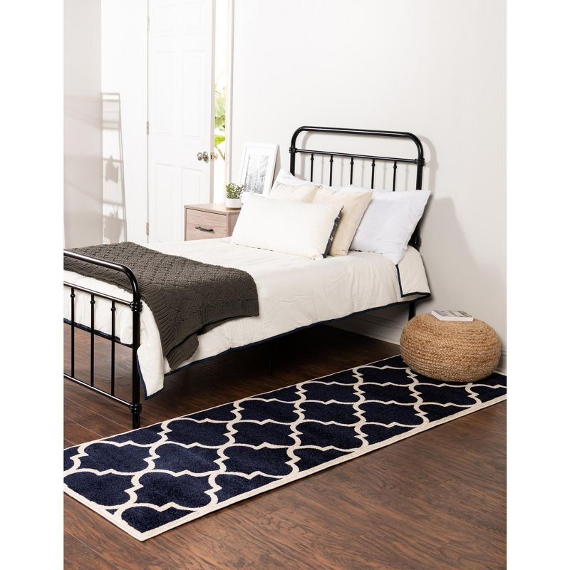Unique Loom 2' 0 x 8' 0 Runner Navy Blue Trellis Austin Area Rug