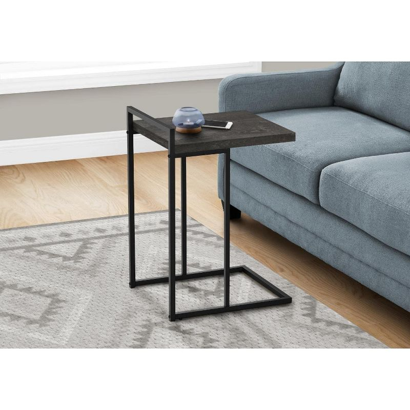 Monarch Specialties Accent Table, C-shaped, End, Side, Snack, Living Room, Bedroom, Black Laminate, Black Metal, Contemporary, Modern