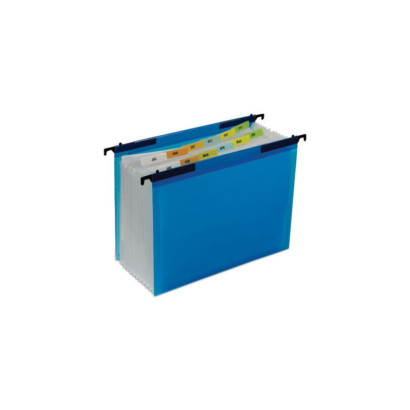 C-Line Expanding File with Hang Tabs, Pre-Printed Index-Tab Inserts, 12 Sections, 1" Capacity, Letter Size, 1/6-Cut Tabs, Blue