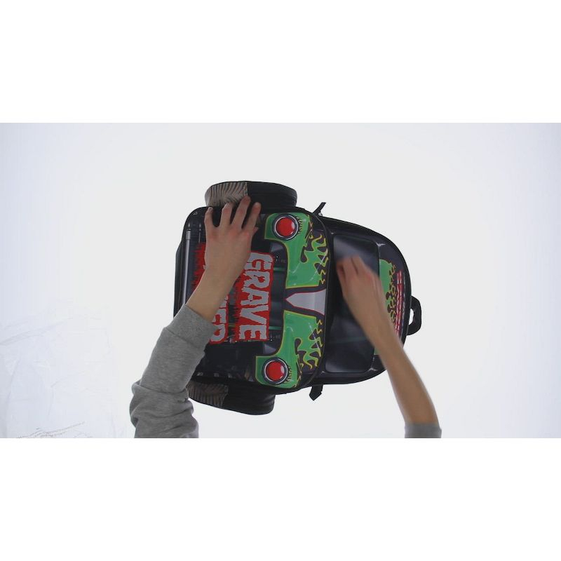 Monster Jam Backpack Grave Digger Truck Shaped Dual Compartment Tote Bag Book Bag for Travel Daily Use