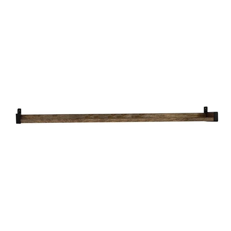 24" Solid Wood Industrial Bracket Ledge Wall Shelf Metal Driftwood - InPlace: Easy Install, Open Shelving