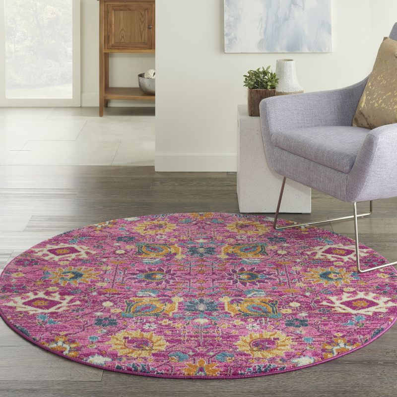 Nourison Passion Bohemian Indoor Rug Fuchsia 5' x Round