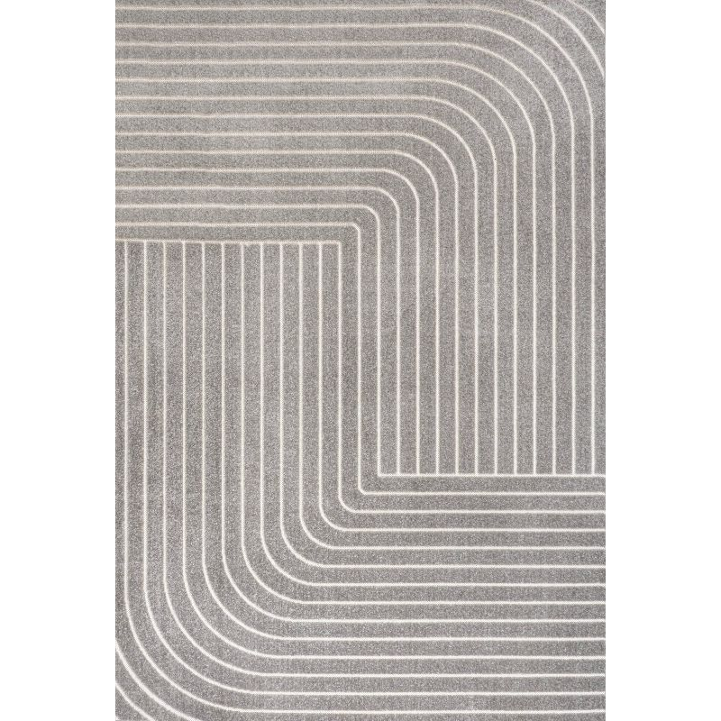 JONATHAN Y Odense High-Low Minimalist Angle Geometric Gray/Ivory 4 ft. x 6 ft. Indoor/Outdoor Area Rug