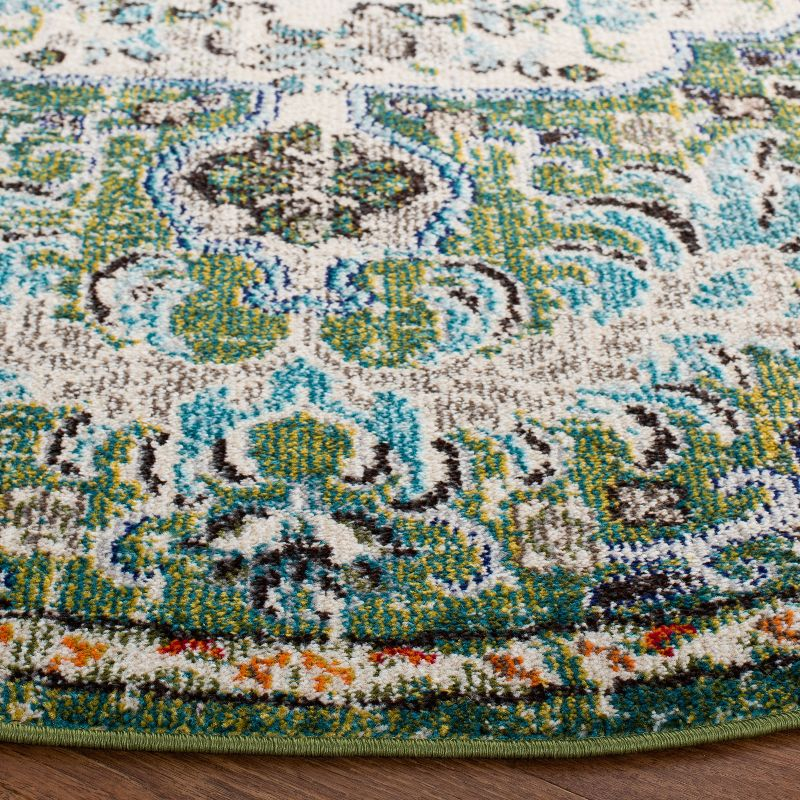 Madison MAD447 Power Loomed Indoor Area Rug - Green/Turquoise - 9' Round - Safavieh