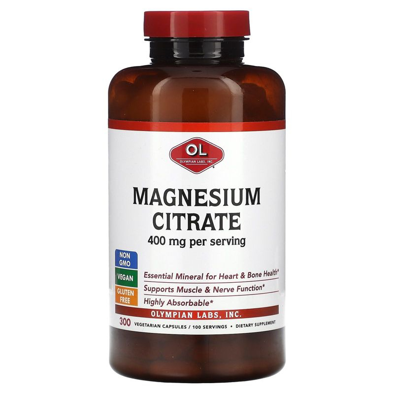 Olympian Labs Magnesium Citrate, 300 Vegetarian Capsules (133 mg per Capsule)