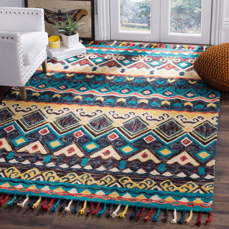 Aspen APN137 Hand Tufted Area Rug - Blue/Red - 6'x9' - Safavieh..