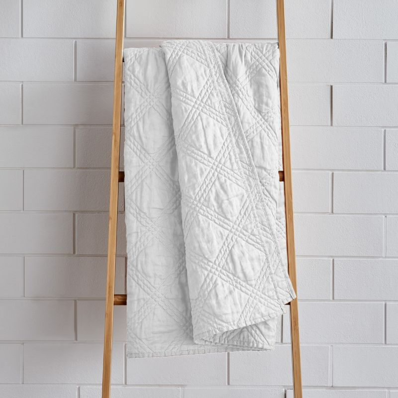 Levtex home Washed Linen White Quilted Throw