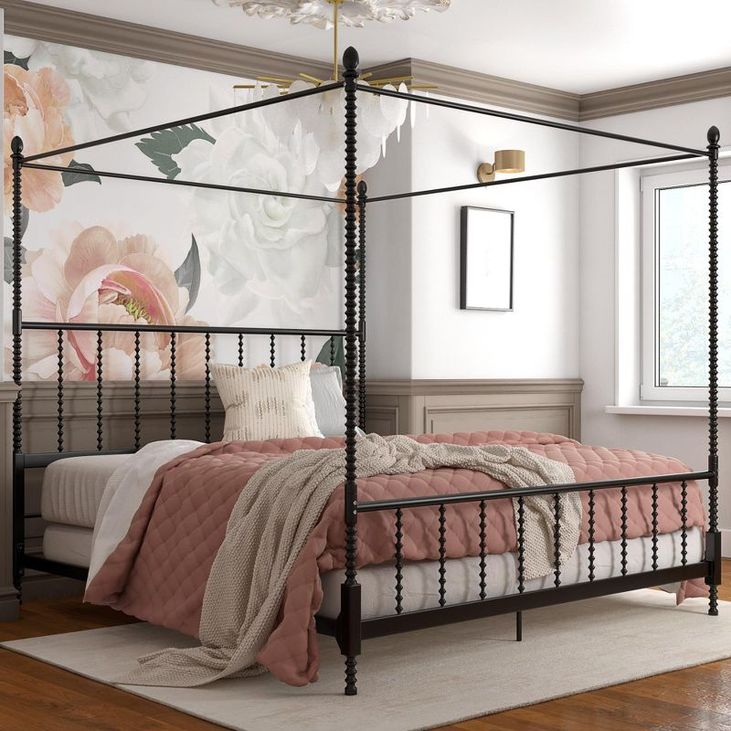 DHP Jenny Lind Metal Canopy Bed, King, Black