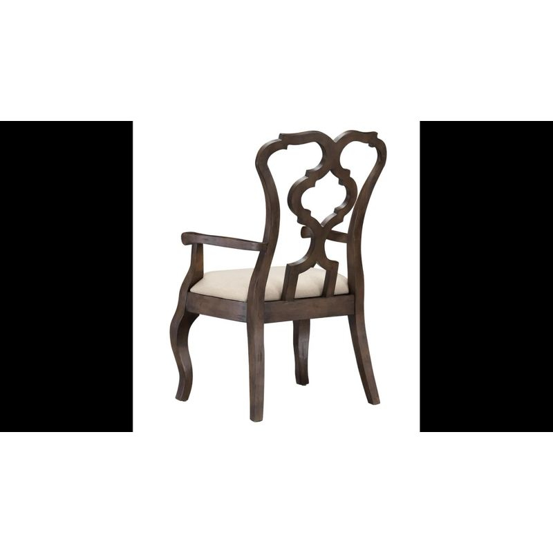 Set of 2 Chateau Upholstered Dining Arm Chairs Brown - Treasure Trove Accents: Polyester, Hardwood Frame, No Assembly Required