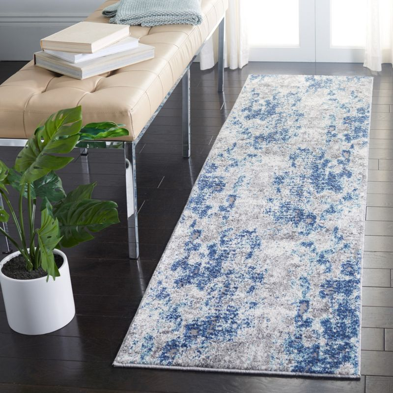 Aston ASN704 Power Loomed Indoor Runner Rug - Navy/Grey - 2'x7' - Safavieh