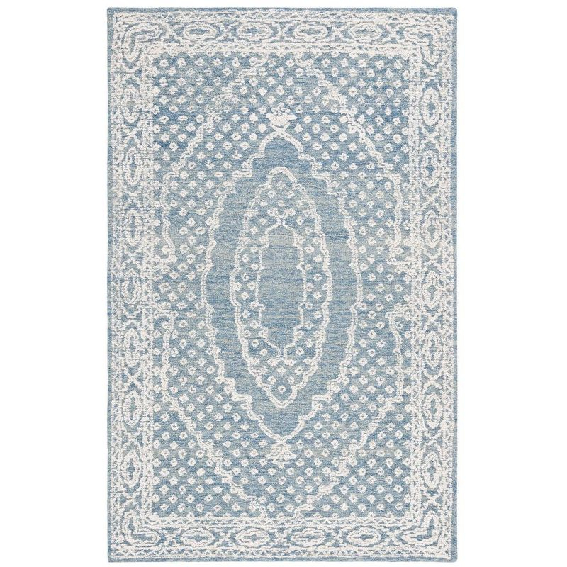 Ebony EBN306 Hand Tufted Indoor Area Rug - Ivory/Navy - 6'x9' - Safavieh