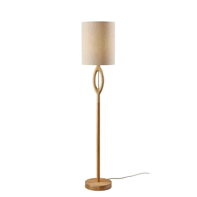 Adesso Mayfair Floor Lamp Natural: ETL Listed, Beige Drum Shade, Metal Base, Rotary Switch