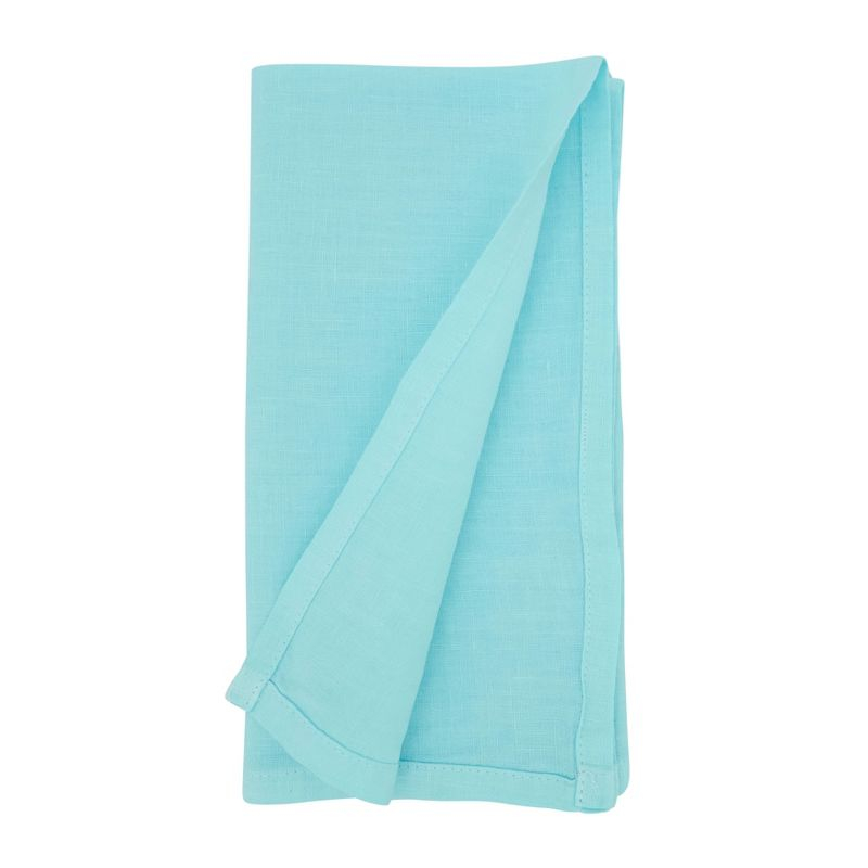 Saro Lifestyle Classic Pure 100% Linen Table Napkin (Set of 4), 20", Aqua