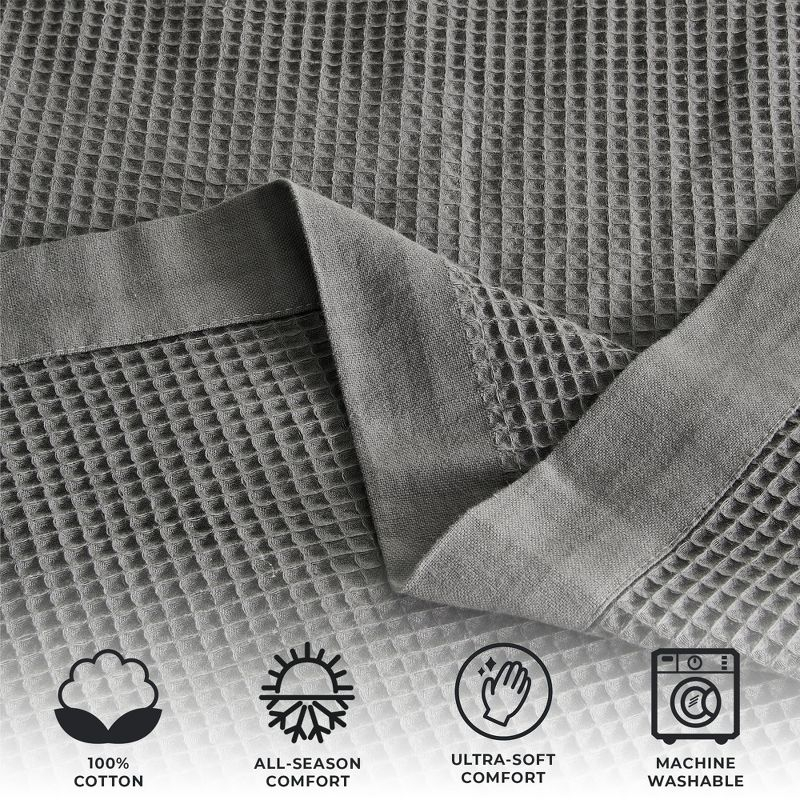 100% Cotton Lightweight Waffle Weave Summer Bed Blanket - Great Bay Home (Twin, Light Grey)