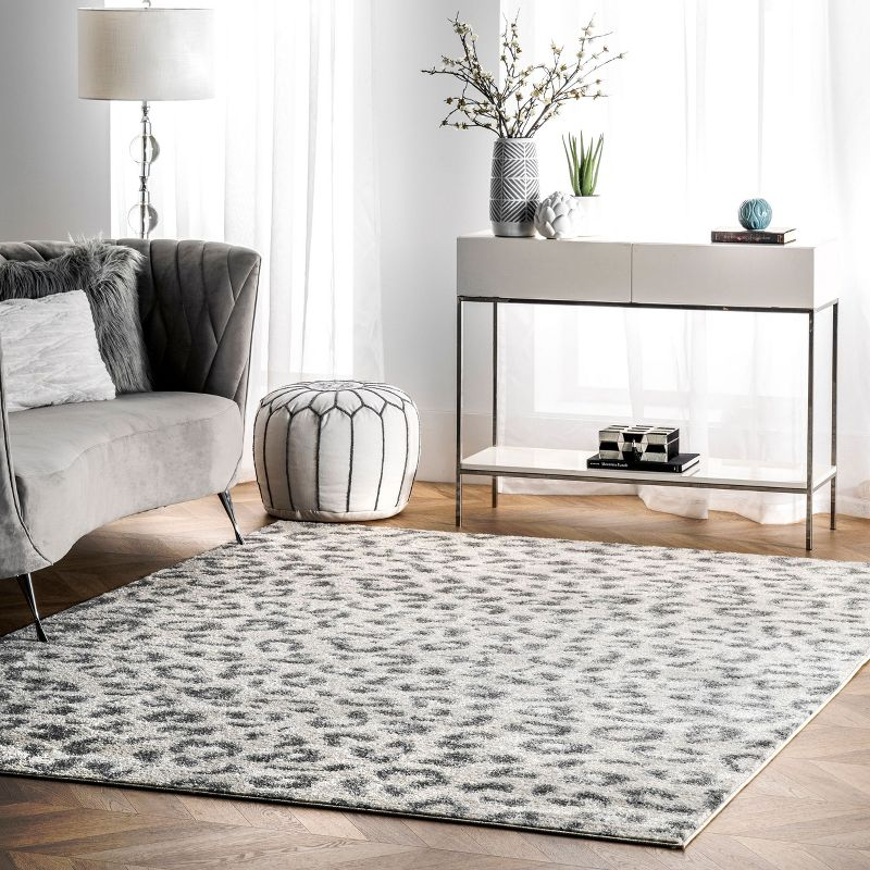 Nuloom Leopard Animal Print 10x14 Indoor Area Rug for Living Room Bedroom Dining Room Kitchen, Grey/Off White