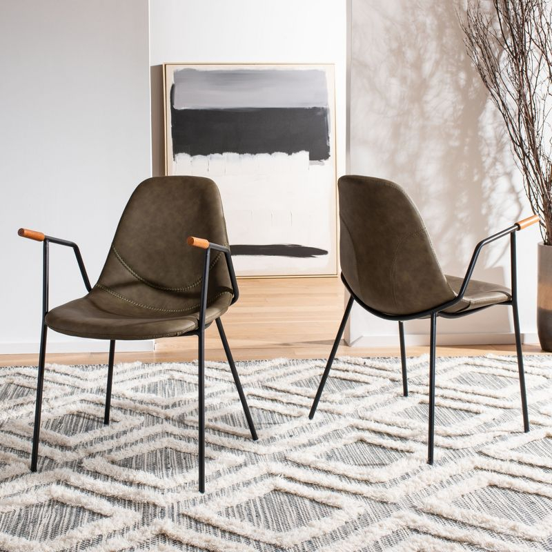 Tanner Mid-Century Dining Chair (Set of 2) - DCH3001 - Olive/Black - Safavieh
