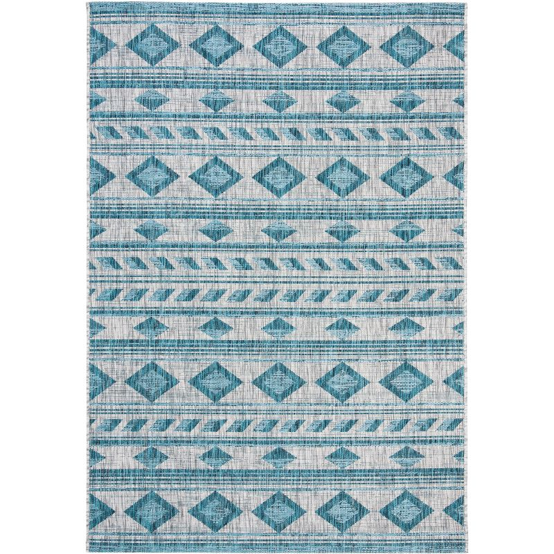 Courtyard CY8529 Power Loomed Indoor/Outdoor Area Rug - Grey/Teal - 6'7"x9'6" - Safavieh.