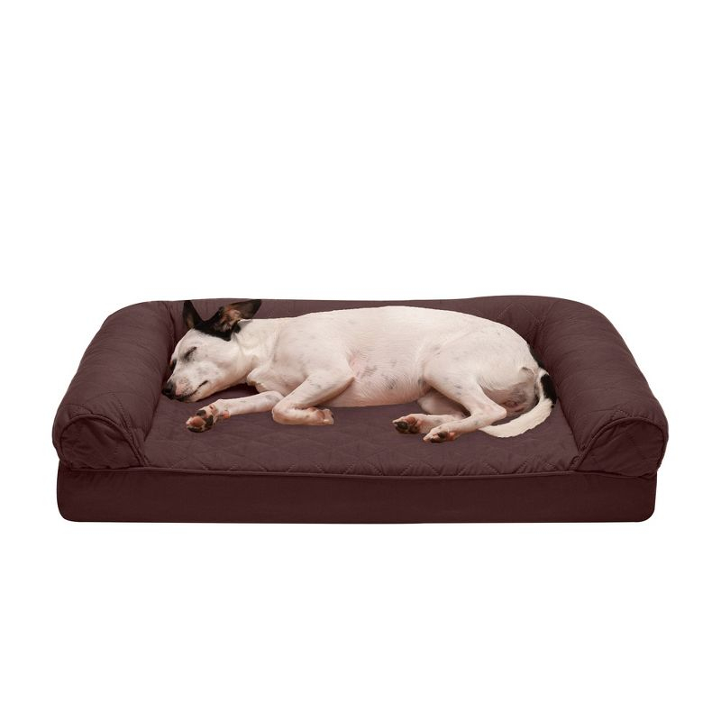 FurHaven Medium Quilted Full Support Sofa Dog Bed - Coffee
