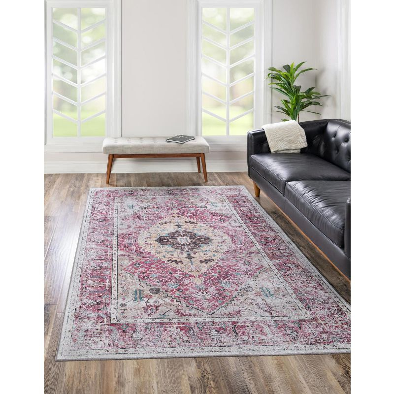 Unique Loom 7' 10 x 10' 0 Yara Yash Machine Washable Light Coral Pink Area Rug