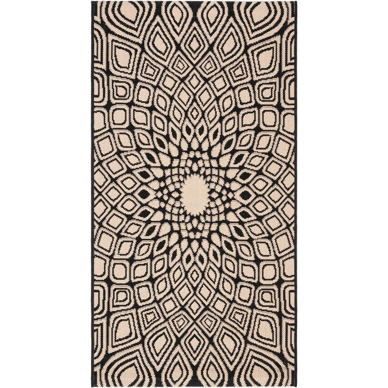 Courtyard CY6616 Power Loomed Indoor/Outdoor Accent Rug - Black/Beige - 2'x3'7" - Safavieh.
