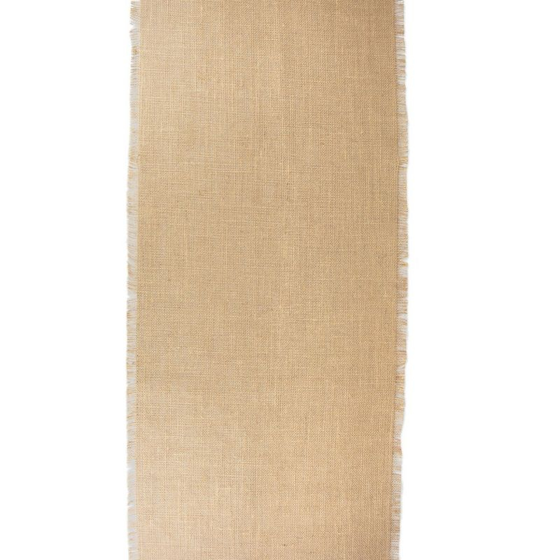 Design Imports  Jute Fringe Table Runner, Solid Natural, 15X110"