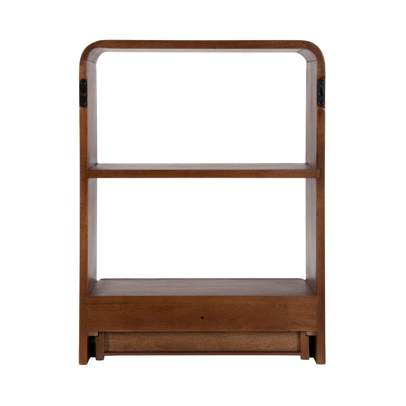 Kate & Laurel All Things Decor 18"x24" Kato Wall Shelf with Drawer Walnut Brown