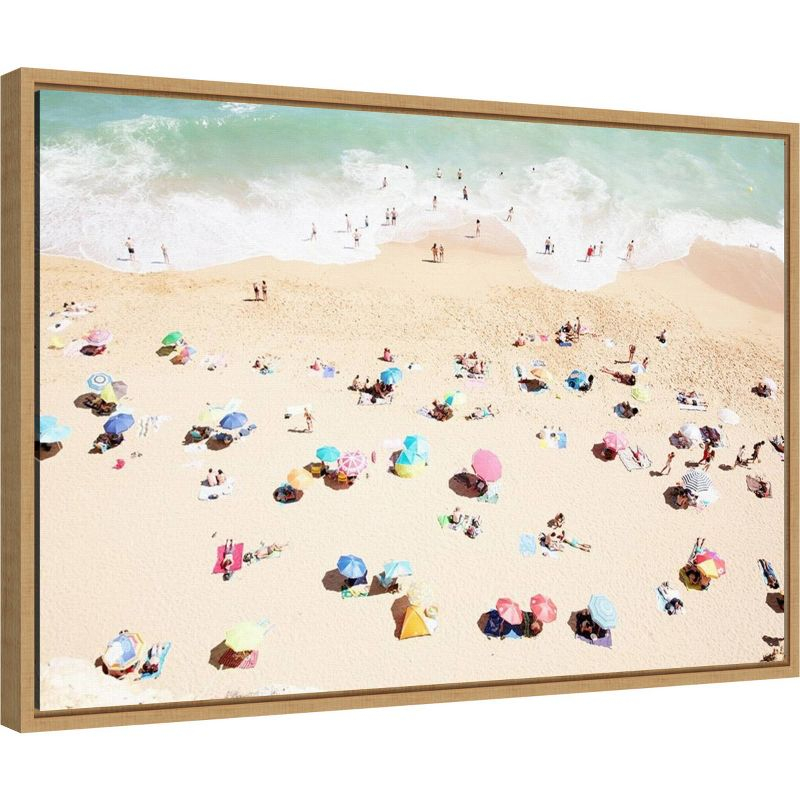 23" x 16" Seaside 1 Beach by Carina Okula Framed Canvas Wall Art - Amanti Art: Aerial Beach View, Modern Decor