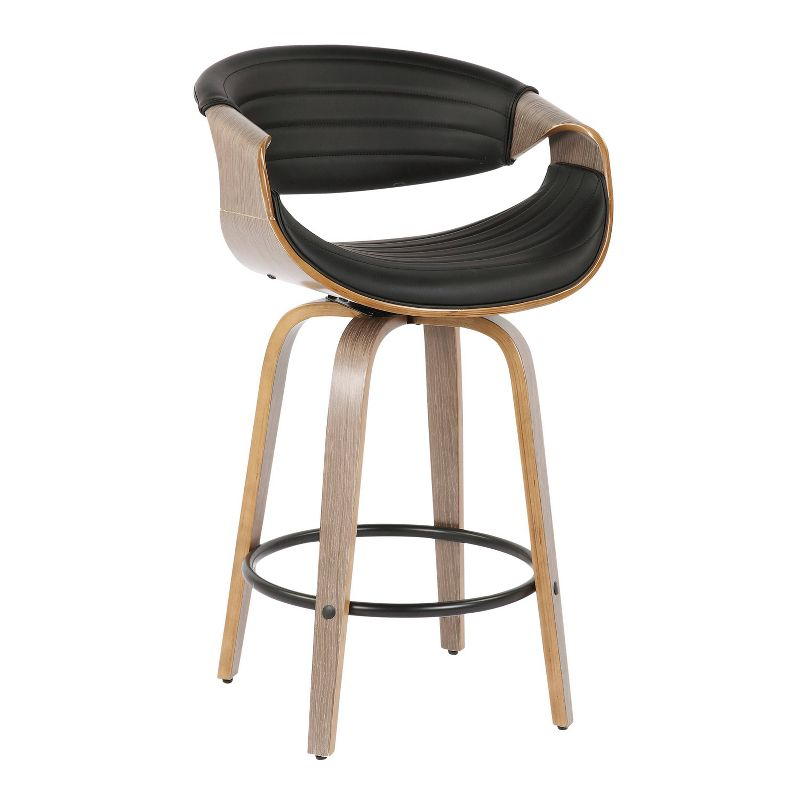 Set of 2 Symphony Upholstered Counter Height Barstools: Mid-Century, Tufted, Walnut Legs - Lumisource