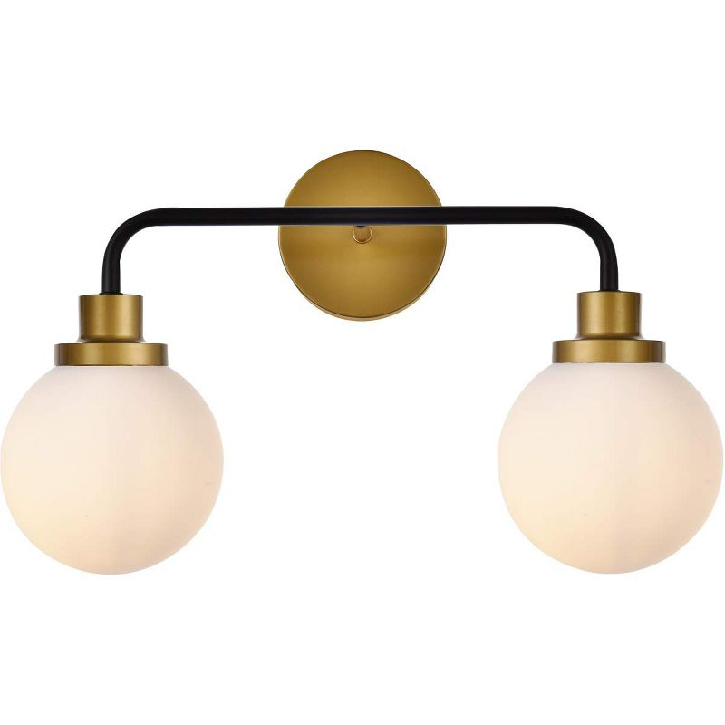 Elegant Lighting Hanson 2 lights bath sconce in black with brass with frosted shade