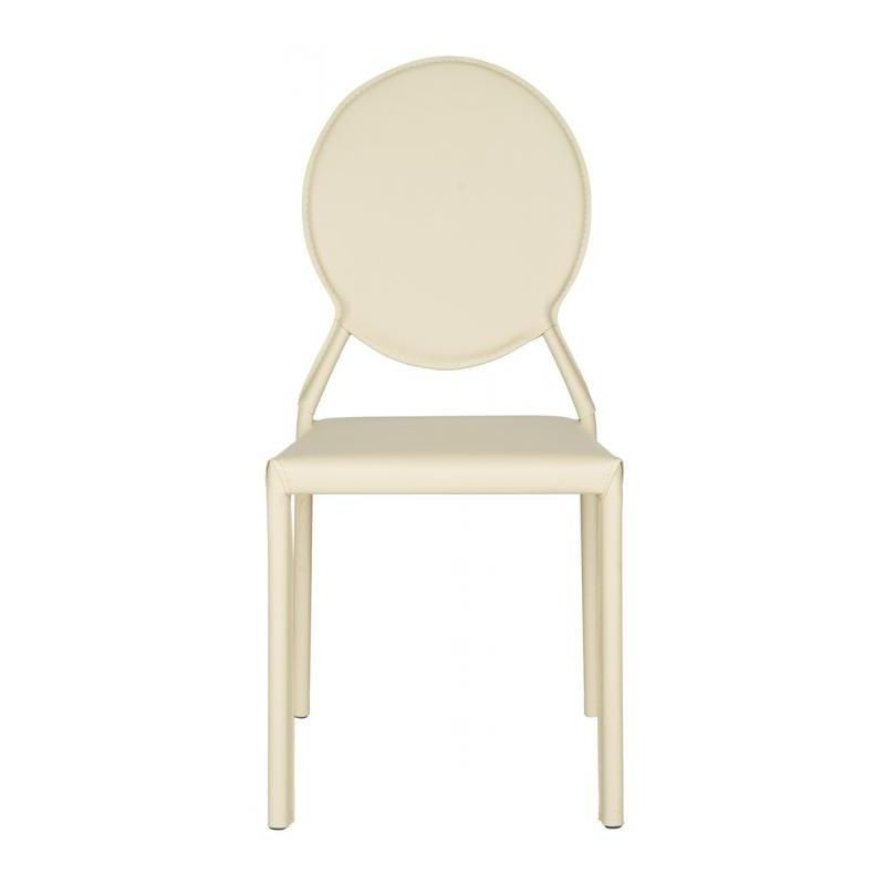 Warner Round Back Leather Side Chair (Set of 2) - FOX2018 - Butter Cream - Safavieh Couture