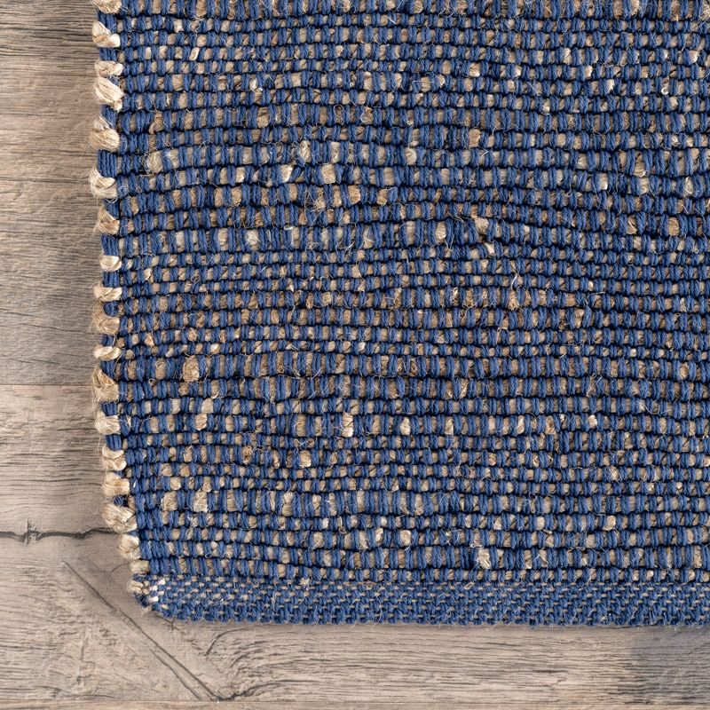 Nuloom 3x5 Elfriede Jute & Cotton Hand Woven Indoor Area Rug, Blue, Solid Rustic Farmhouse Style Natural Fiber Bedroom, Living Room,