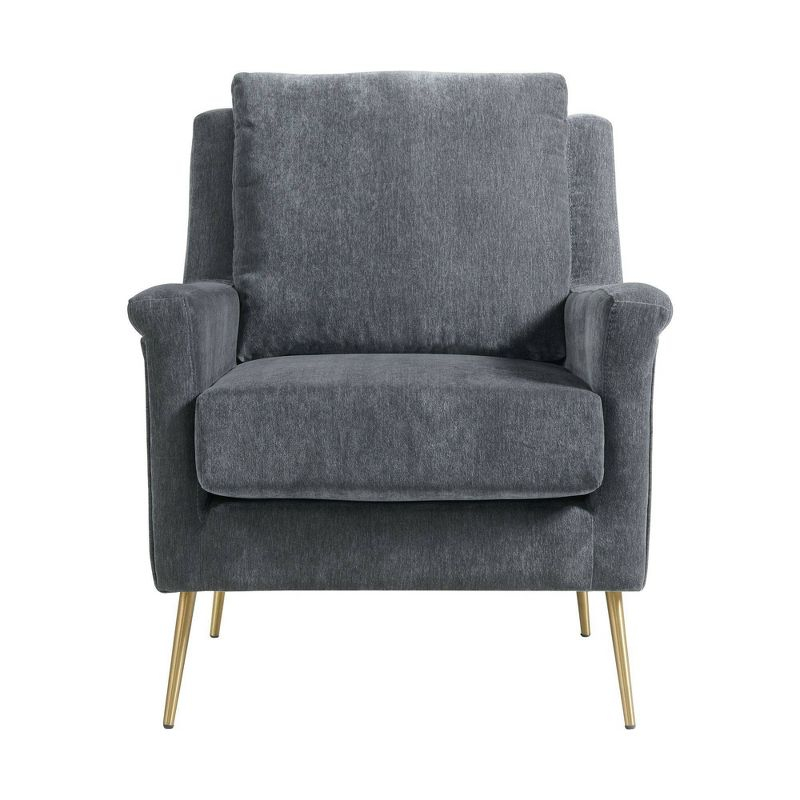 Lincoln Chair Dark Gray - Picket House Furnishings: Mid-Century, Gold Legs, Oversized Seating
