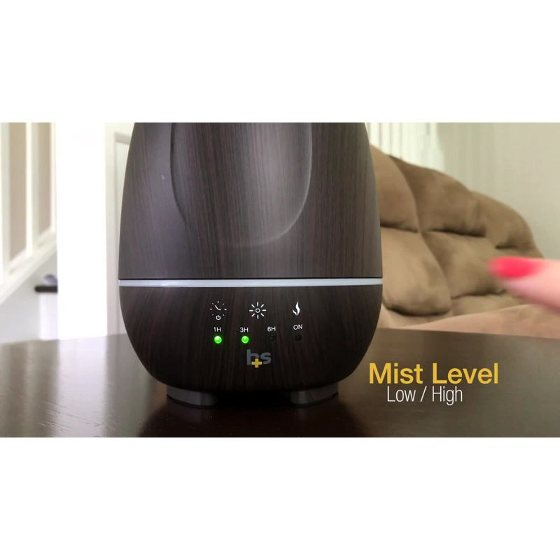 HealthSmart Aromatherapy Diffuser Cool Mist Humidifier for Essential Oils - Brown