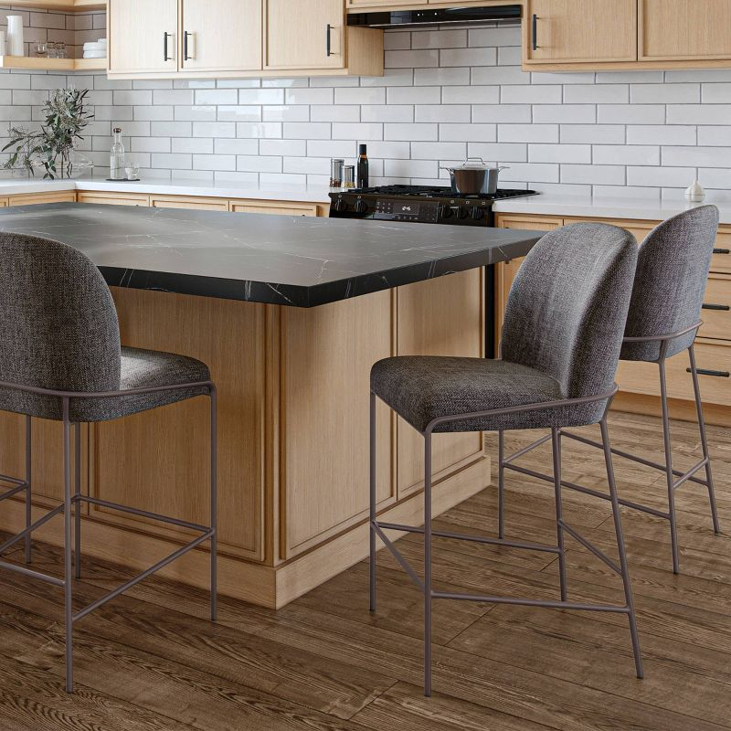 Blakeley Counter Height Barstool Dark Gray - CorLiving: Contemporary 26" High Back, Iron Legs