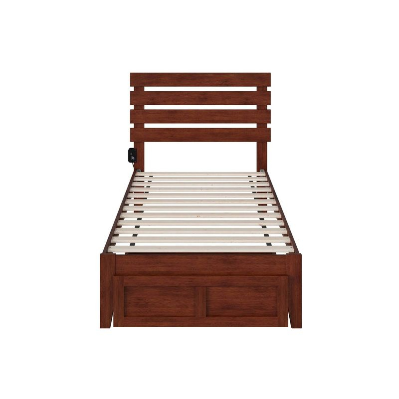 Twin Oxford Bed with Foot Drawer & USB Turbo Charger Walnut - AFI: Hardwood, No Box Spring Required